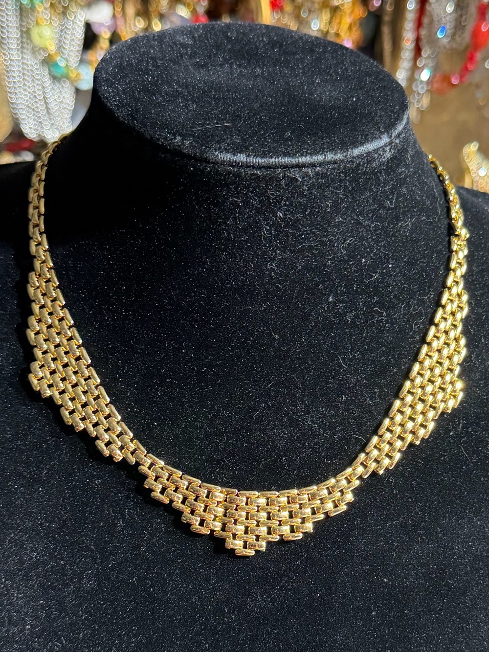 Vintage Monet Gold-Tone Woven Mesh Necklace